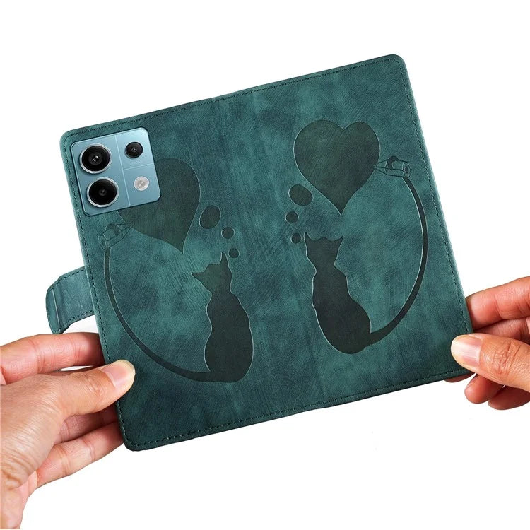 For Xiaomi Redmi Note 13 Pro 5G / Poco X6 5G Case Cat Love Heart Imprinted Flip Leather Phone Cover