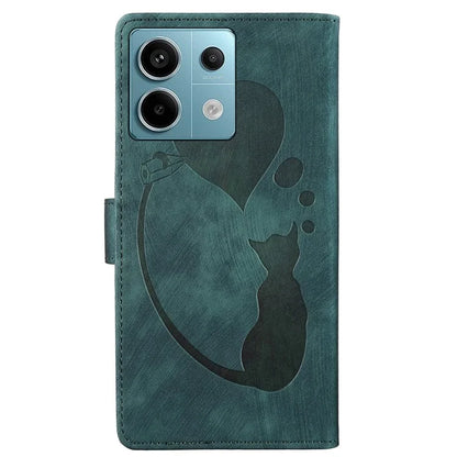 For Xiaomi Redmi Note 13 Pro 5G / Poco X6 5G Case Cat Love Heart Imprinted Flip Leather Phone Cover