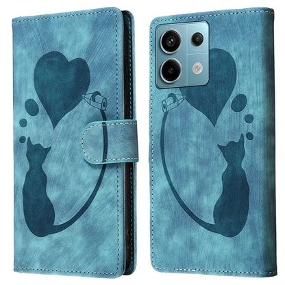 For Xiaomi Redmi Note 13 Pro 5G / Poco X6 5G Case Cat Love Heart Imprinted Flip Leather Phone Cover