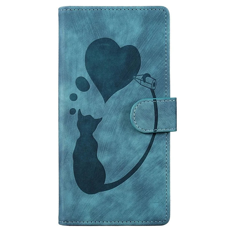 For Xiaomi Redmi Note 13 Pro 5G / Poco X6 5G Case Cat Love Heart Imprinted Flip Leather Phone Cover