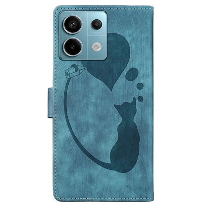 For Xiaomi Redmi Note 13 Pro 5G / Poco X6 5G Case Cat Love Heart Imprinted Flip Leather Phone Cover