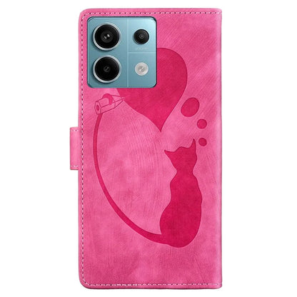 For Xiaomi Redmi Note 13 Pro 5G / Poco X6 5G Case Cat Love Heart Imprinted Flip Leather Phone Cover