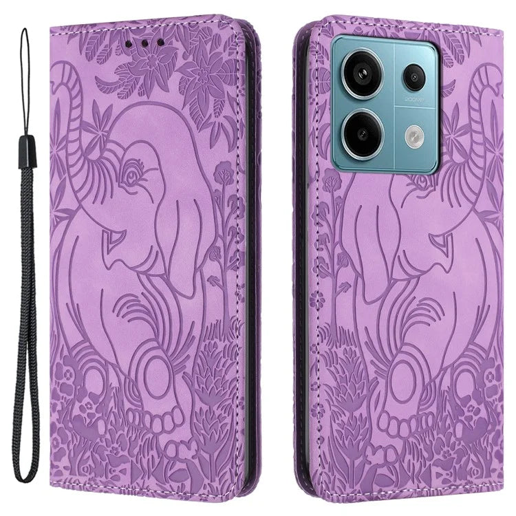 For Xiaomi Redmi Note 13 Pro 5G / Poco X6 5G Case Elephant Pattern Leather Phone Cover