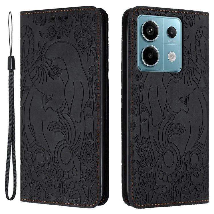 For Xiaomi Redmi Note 13 Pro 5G / Poco X6 5G Case Elephant Pattern Leather Phone Cover