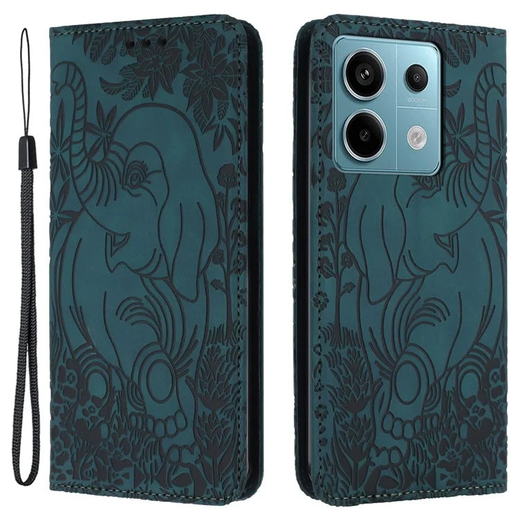 For Xiaomi Redmi Note 13 Pro 5G / Poco X6 5G Case Elephant Pattern Leather Phone Cover