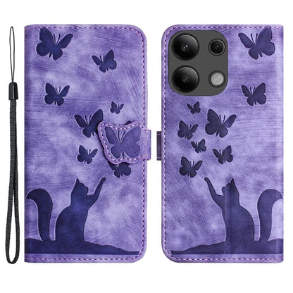 For Xiaomi Redmi Note 13 4G Case PU Leather Phone Cover Butterfly Cat Pattern