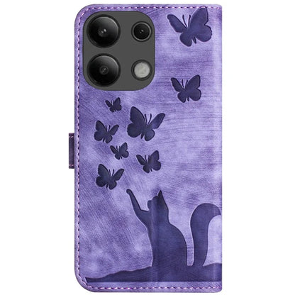 For Xiaomi Redmi Note 13 4G Case PU Leather Phone Cover Butterfly Cat Pattern
