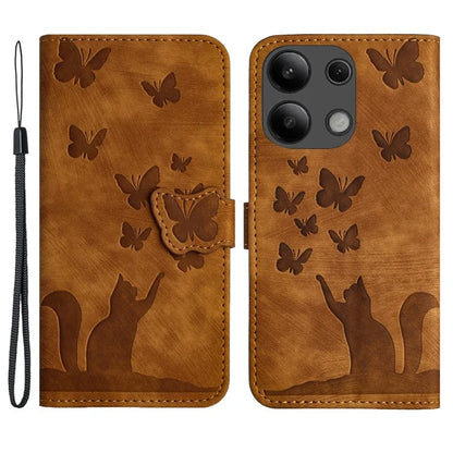 For Xiaomi Redmi Note 13 4G Case PU Leather Phone Cover Butterfly Cat Pattern