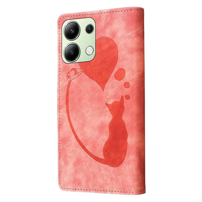 For Xiaomi Redmi Note 13 4G Case Love Heart Cat Leather Wallet Phone Cover