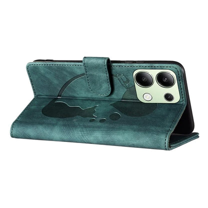 For Xiaomi Redmi Note 13 4G Case Love Heart Cat Leather Wallet Phone Cover