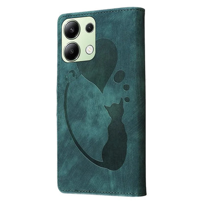 For Xiaomi Redmi Note 13 4G Case Love Heart Cat Leather Wallet Phone Cover
