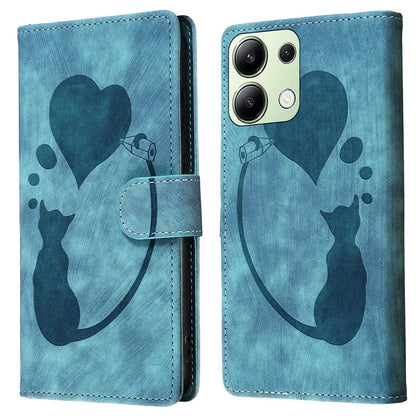 For Xiaomi Redmi Note 13 4G Case Love Heart Cat Leather Wallet Phone Cover