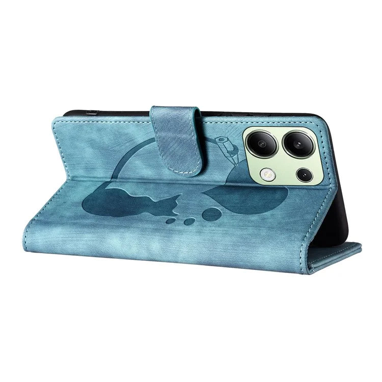 For Xiaomi Redmi Note 13 4G Case Love Heart Cat Leather Wallet Phone Cover