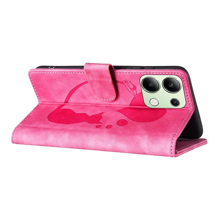 For Xiaomi Redmi Note 13 4G Case Love Heart Cat Leather Wallet Phone Cover