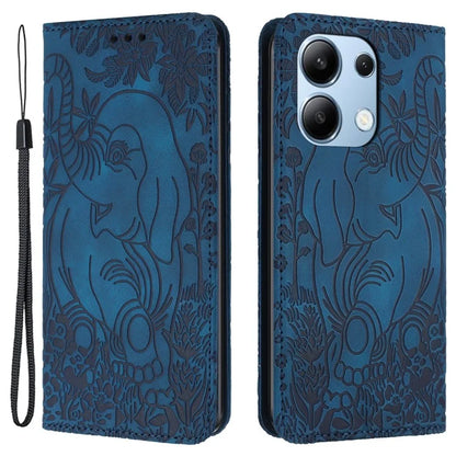 For Xiaomi Redmi Note 13 4G Case Elephant Pattern Leather Phone Cover Magnetic Absorption