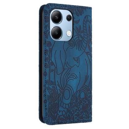 For Xiaomi Redmi Note 13 4G Case Elephant Pattern Leather Phone Cover Magnetic Absorption