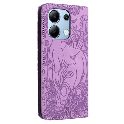 For Xiaomi Redmi Note 13 4G Case Elephant Pattern Leather Phone Cover Magnetic Absorption