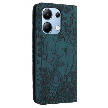 For Xiaomi Redmi Note 13 4G Case Elephant Pattern Leather Phone Cover Magnetic Absorption