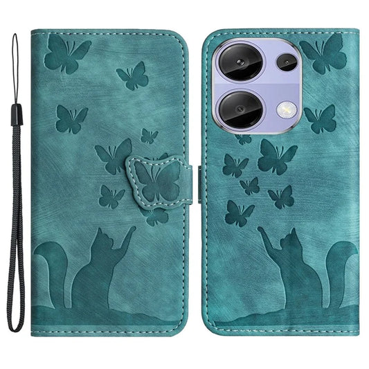 For Xiaomi Redmi Note 13 Pro 4G / Poco M6 Pro 4G Wallet Phone Case Butterfly Cat Imprint Leather Cover