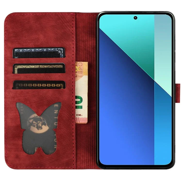 For Xiaomi Redmi Note 13 Pro 4G / Poco M6 Pro 4G Wallet Phone Case Butterfly Cat Imprint Leather Cover