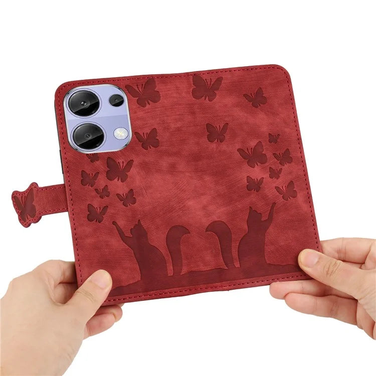 For Xiaomi Redmi Note 13 Pro 4G / Poco M6 Pro 4G Wallet Phone Case Butterfly Cat Imprint Leather Cover