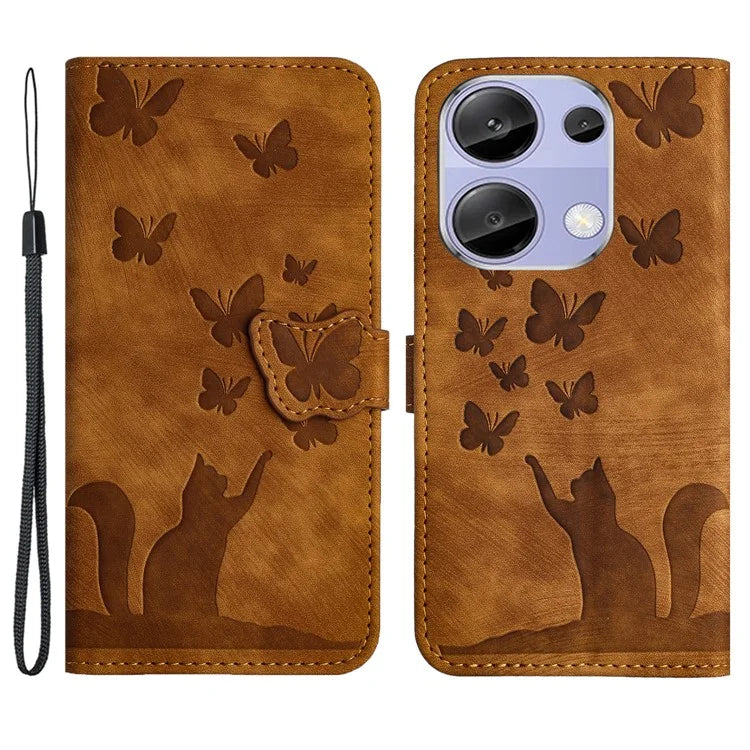 For Xiaomi Redmi Note 13 Pro 4G / Poco M6 Pro 4G Wallet Phone Case Butterfly Cat Imprint Leather Cover