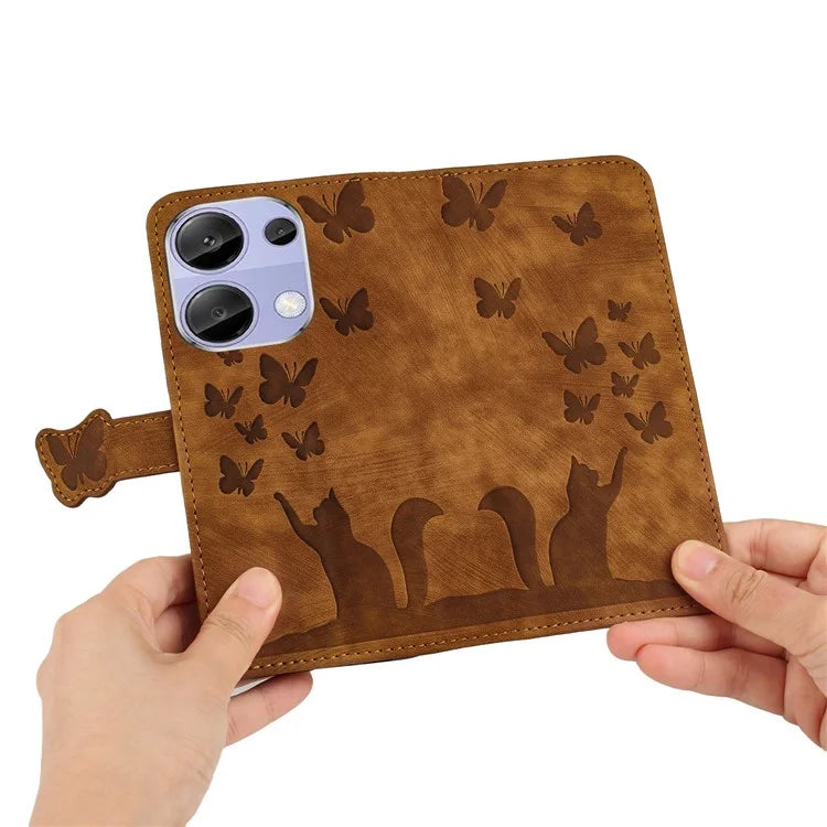 For Xiaomi Redmi Note 13 Pro 4G / Poco M6 Pro 4G Wallet Phone Case Butterfly Cat Imprint Leather Cover