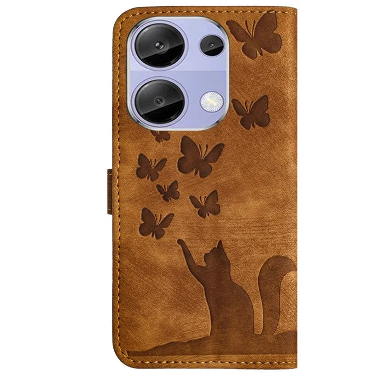 For Xiaomi Redmi Note 13 Pro 4G / Poco M6 Pro 4G Wallet Phone Case Butterfly Cat Imprint Leather Cover