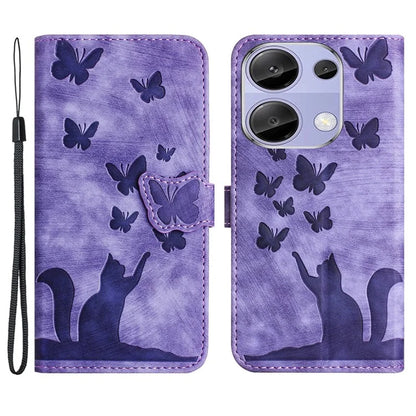 For Xiaomi Redmi Note 13 Pro 4G / Poco M6 Pro 4G Wallet Phone Case Butterfly Cat Imprint Leather Cover