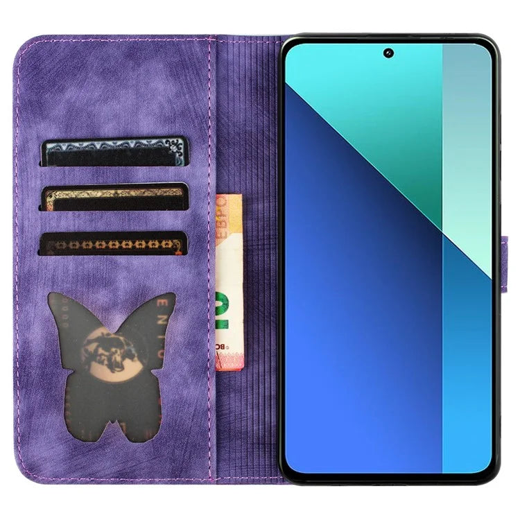 For Xiaomi Redmi Note 13 Pro 4G / Poco M6 Pro 4G Wallet Phone Case Butterfly Cat Imprint Leather Cover