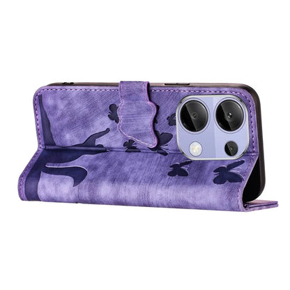 For Xiaomi Redmi Note 13 Pro 4G / Poco M6 Pro 4G Wallet Phone Case Butterfly Cat Imprint Leather Cover