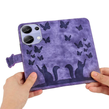 For Xiaomi Redmi Note 13 Pro 4G / Poco M6 Pro 4G Wallet Phone Case Butterfly Cat Imprint Leather Cover