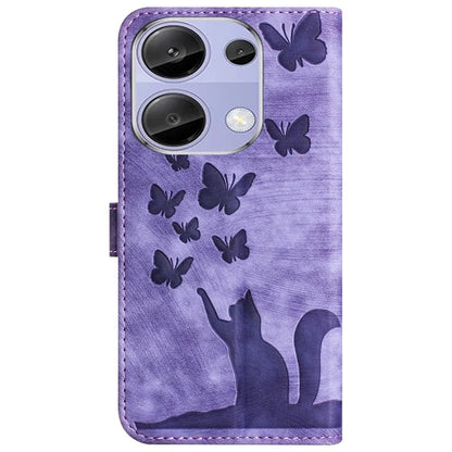 For Xiaomi Redmi Note 13 Pro 4G / Poco M6 Pro 4G Wallet Phone Case Butterfly Cat Imprint Leather Cover