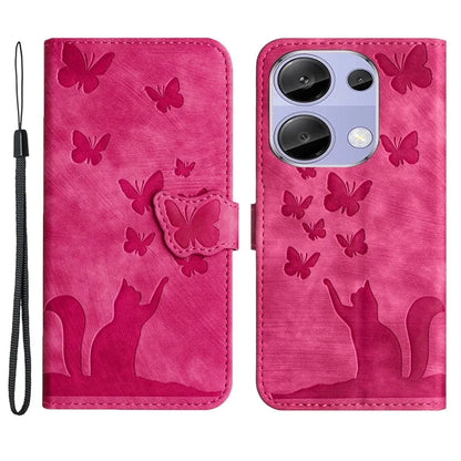 For Xiaomi Redmi Note 13 Pro 4G / Poco M6 Pro 4G Wallet Phone Case Butterfly Cat Imprint Leather Cover