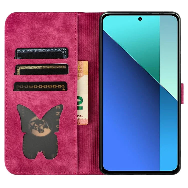 For Xiaomi Redmi Note 13 Pro 4G / Poco M6 Pro 4G Wallet Phone Case Butterfly Cat Imprint Leather Cover