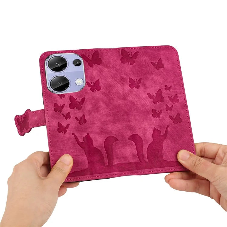 For Xiaomi Redmi Note 13 Pro 4G / Poco M6 Pro 4G Wallet Phone Case Butterfly Cat Imprint Leather Cover