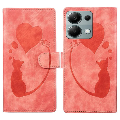 For Xiaomi Redmi Note 13 Pro 4G / Poco M6 Pro 4G Case Leather Imprinted Heart Cat Phone Cover