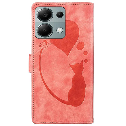 For Xiaomi Redmi Note 13 Pro 4G / Poco M6 Pro 4G Case Leather Imprinted Heart Cat Phone Cover