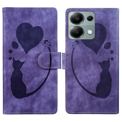 For Xiaomi Redmi Note 13 Pro 4G / Poco M6 Pro 4G Case Leather Imprinted Heart Cat Phone Cover