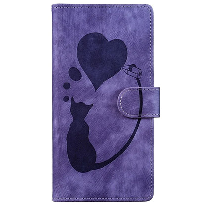For Xiaomi Redmi Note 13 Pro 4G / Poco M6 Pro 4G Case Leather Imprinted Heart Cat Phone Cover