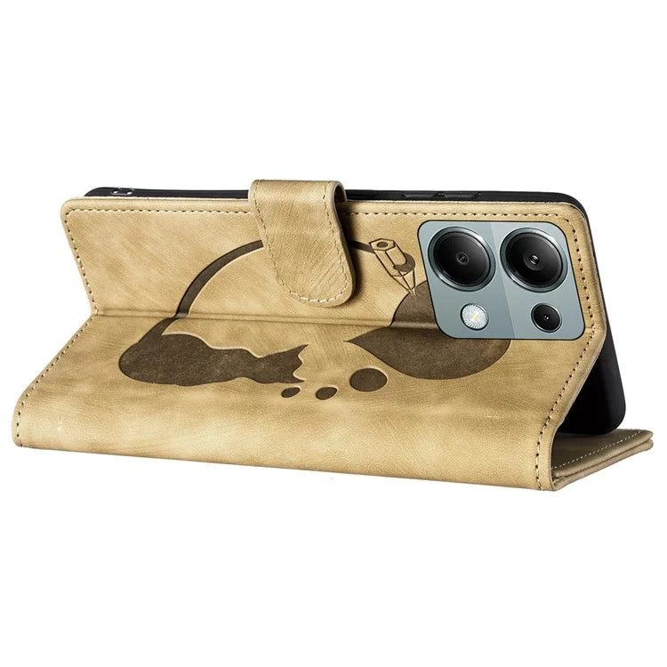For Xiaomi Redmi Note 13 Pro 4G / Poco M6 Pro 4G Case Leather Imprinted Heart Cat Phone Cover