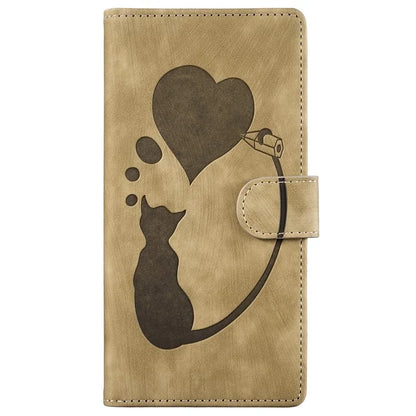 For Xiaomi Redmi Note 13 Pro 4G / Poco M6 Pro 4G Case Leather Imprinted Heart Cat Phone Cover