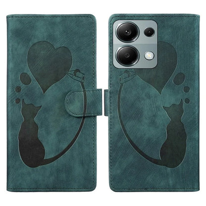 For Xiaomi Redmi Note 13 Pro 4G / Poco M6 Pro 4G Case Leather Imprinted Heart Cat Phone Cover