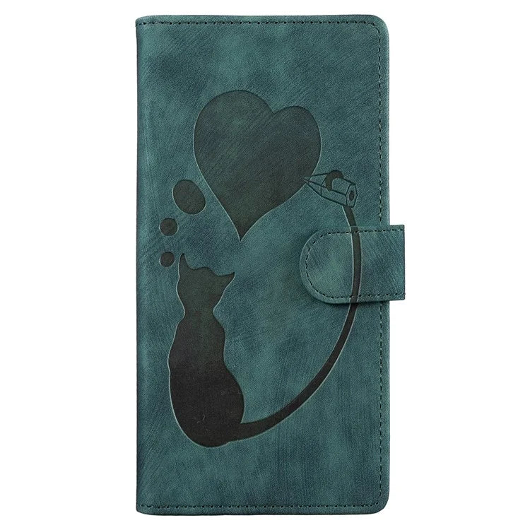 For Xiaomi Redmi Note 13 Pro 4G / Poco M6 Pro 4G Case Leather Imprinted Heart Cat Phone Cover