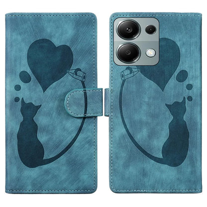 For Xiaomi Redmi Note 13 Pro 4G / Poco M6 Pro 4G Case Leather Imprinted Heart Cat Phone Cover
