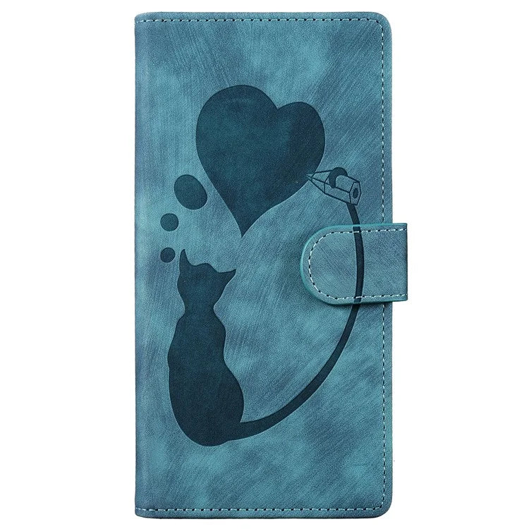 For Xiaomi Redmi Note 13 Pro 4G / Poco M6 Pro 4G Case Leather Imprinted Heart Cat Phone Cover