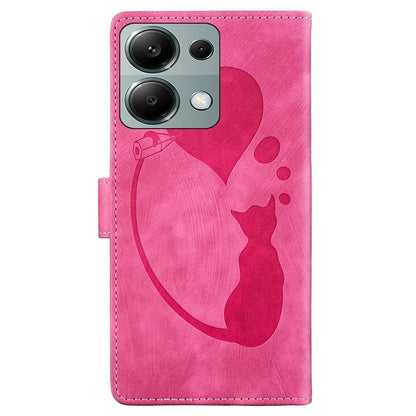 For Xiaomi Redmi Note 13 Pro 4G / Poco M6 Pro 4G Case Leather Imprinted Heart Cat Phone Cover
