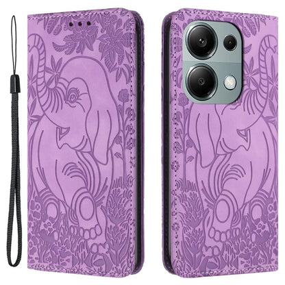 For Xiaomi Redmi Note 13 Pro 4G / Poco M6 Pro 4G Case Elephant Pattern Leather Phone Cover Magnetic Absorption