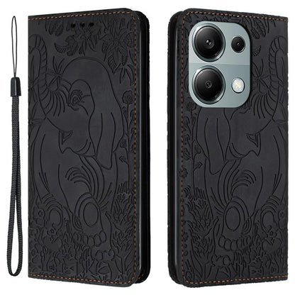 For Xiaomi Redmi Note 13 Pro 4G / Poco M6 Pro 4G Case Elephant Pattern Leather Phone Cover Magnetic Absorption