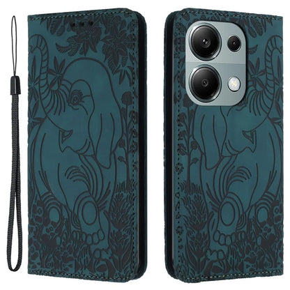 For Xiaomi Redmi Note 13 Pro 4G / Poco M6 Pro 4G Case Elephant Pattern Leather Phone Cover Magnetic Absorption